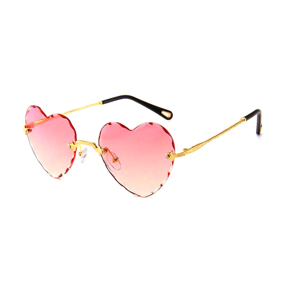 Heart Shaped Zonnebril - Rood/Wit | Bril Hart | Randloos | Fashion Favorite